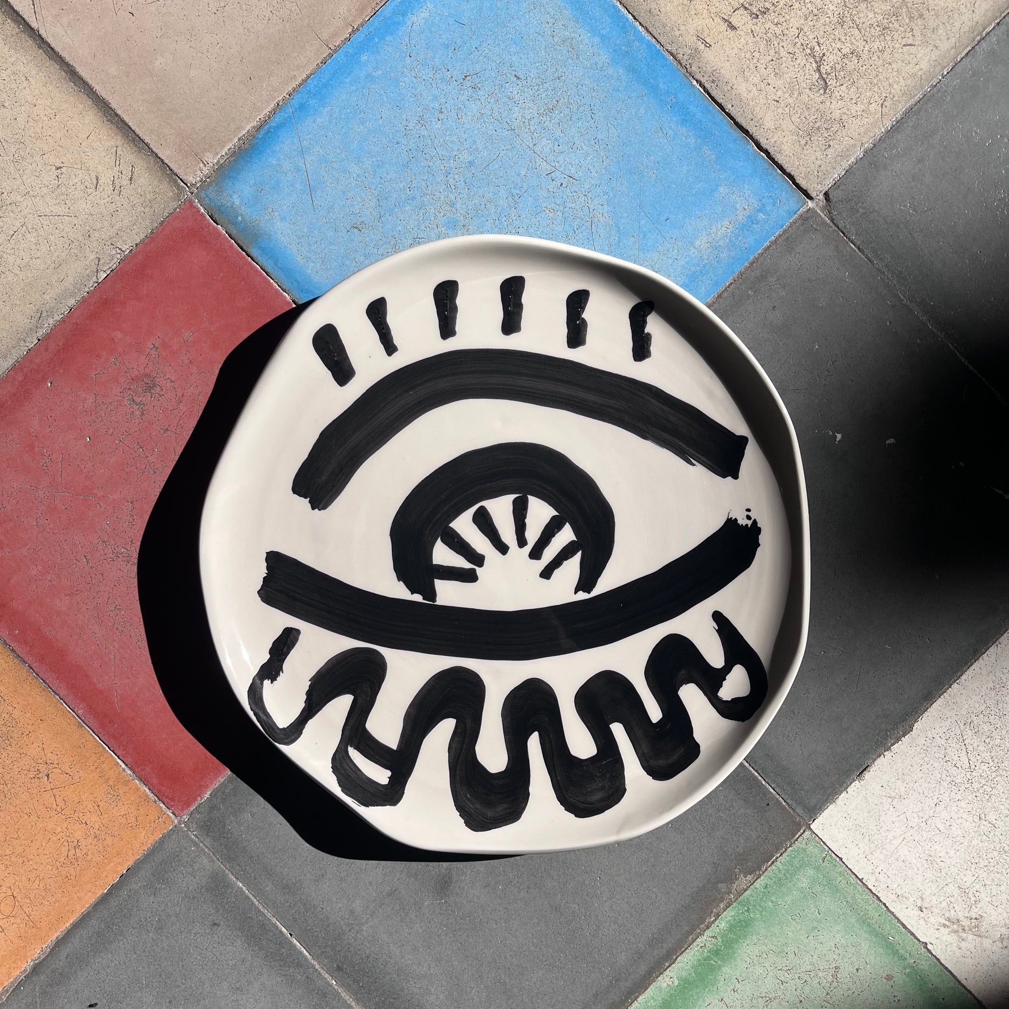 Hand-Painted Ceramic Plate – Eye Design