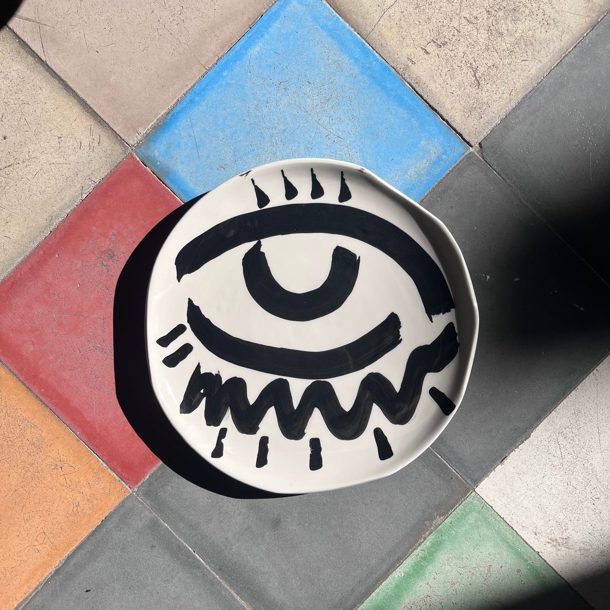 Hand-Painted Ceramic Plate – Eye Design