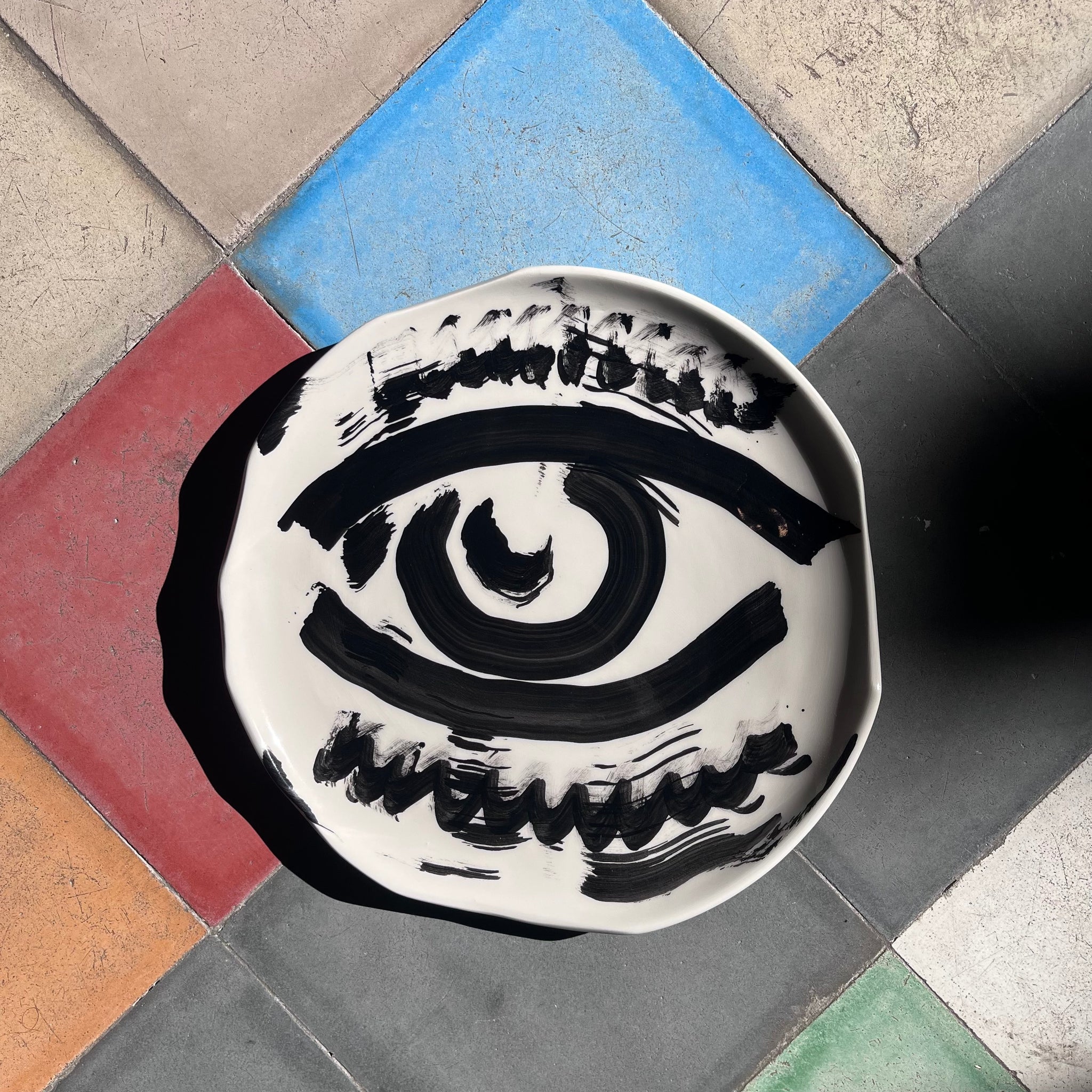 Hand-Painted Ceramic Plate – Eye Design