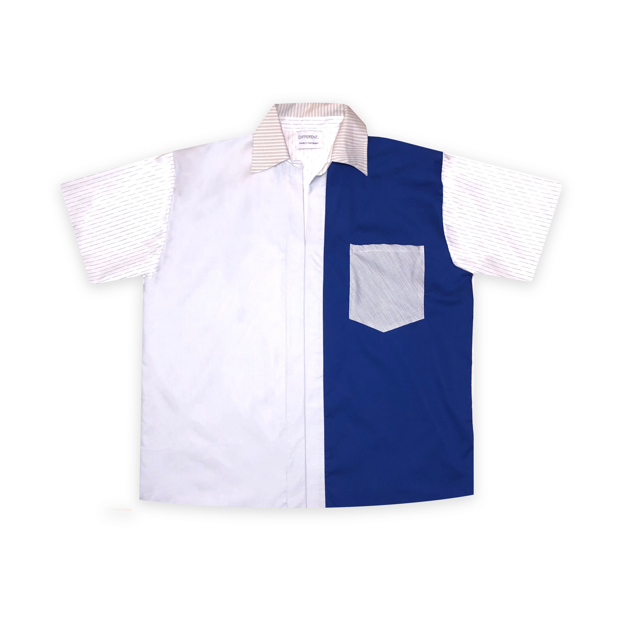 BLUE AND WHITE COLLAR T-SHIRT